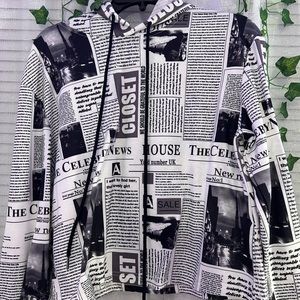 Cropped Newspaper Hoodie (Barely Used)